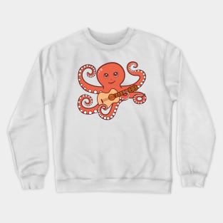 Adorable Octopus Playing Acoustic Guitar Cartoon Crewneck Sweatshirt